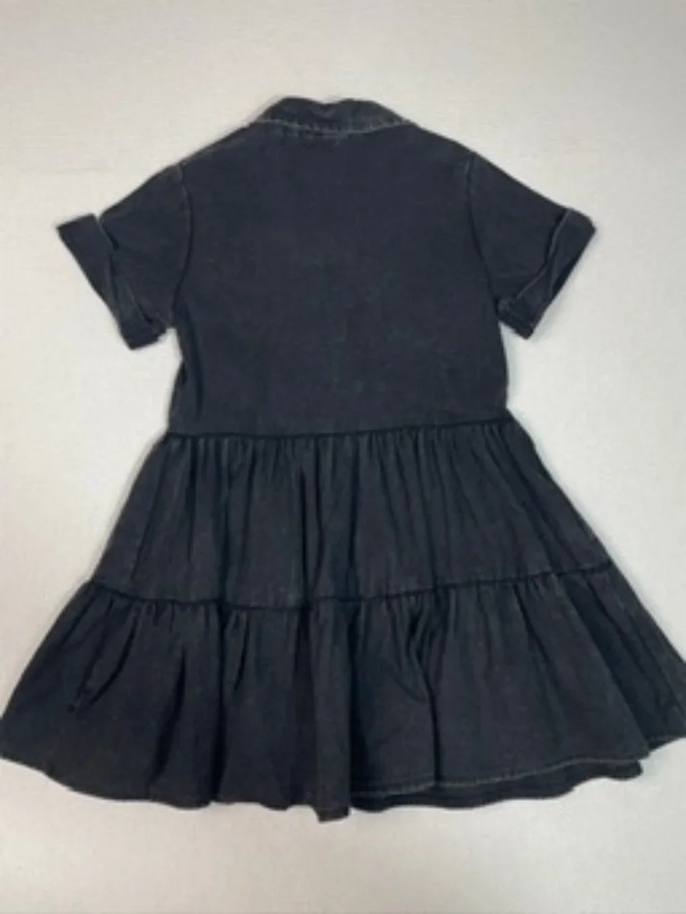 Love to Be Loved Girls Black Denim Dress Button Front Tiered Size 7